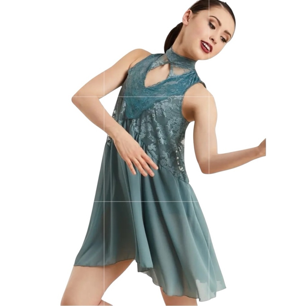 Weissman Showtime “Never Letting Go” Dance Costume in Sage Green Child Medium